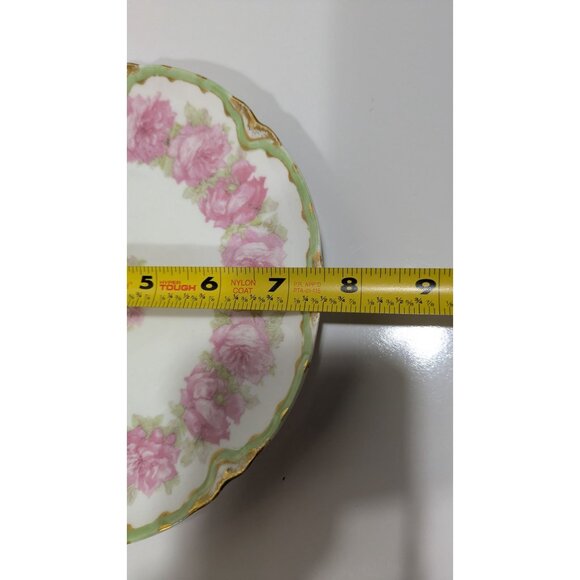 Antique Limoges France Hand-Painted Porcelain Plate With Pink Roses Gold Trim - Picture 3 of 11